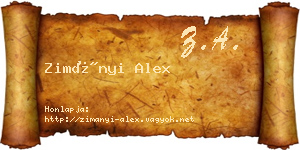 Zimányi Alex névjegykártya